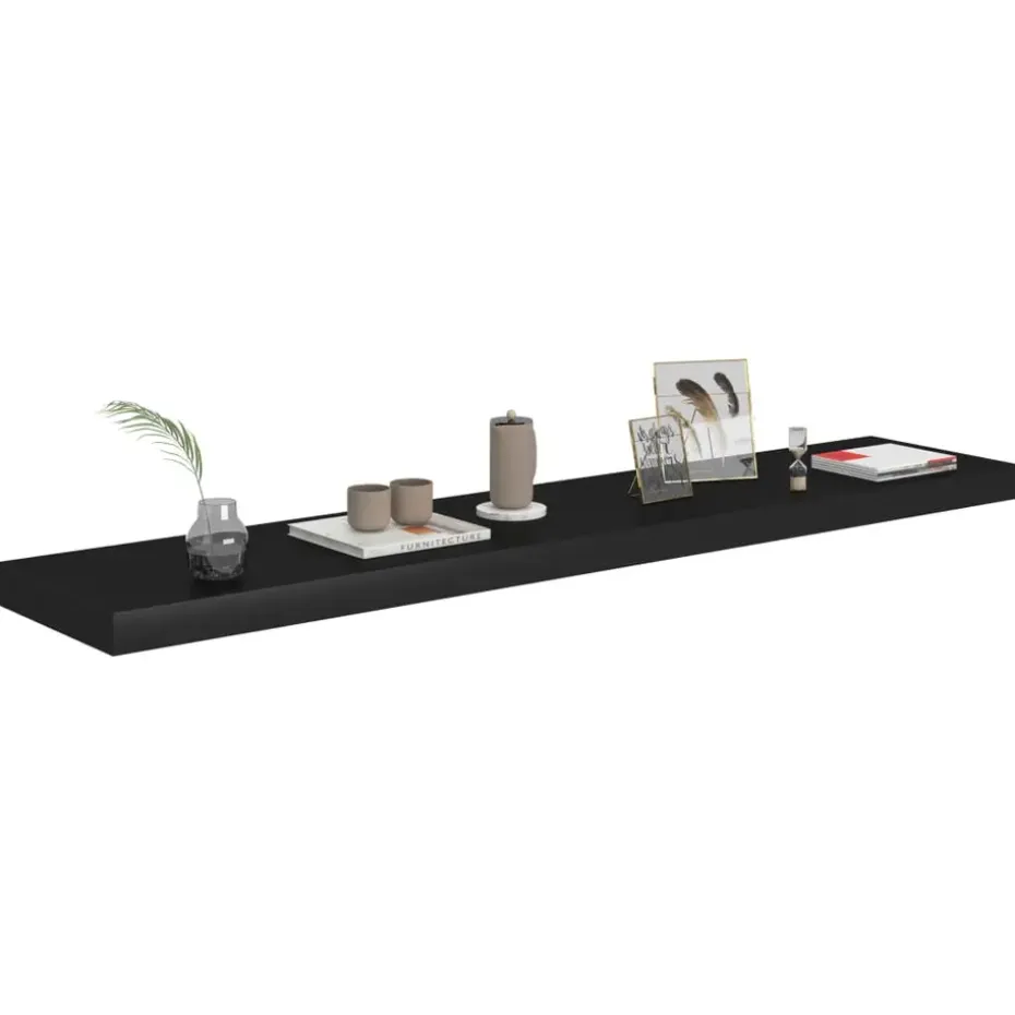 vidaXL - Wandschap - Zwart - MDF - 120 x 23.5 x 3.8 cm