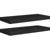 vidaXL - Wandschap - Zwart - MDF - 60 x 23.5 x 3.8 cm - 2 stuks