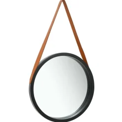 vidaXL - Wandspiegel - Zwart - Hout - Ø 50 cm