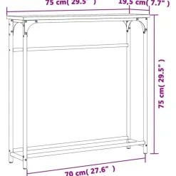 vidaXL - Wandtafel - Grijs sonoma eiken - Bewerkt hout - 75x19.5x75 cm