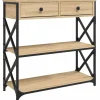 vidaXL - Wandtafel met 2 lades 2 schappen - Sonoma eiken - Hout - 75x28x75 cm