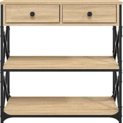 vidaXL - Wandtafel met 2 lades 2 schappen - Sonoma eiken - Hout - 75x28x75 cm