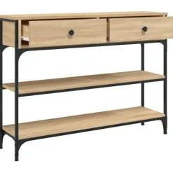 vidaXL - Wandtafel met 2 lades 2 schappen - Sonoma eiken - Hout - 100x25x75 cm