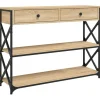 vidaXL - Wandtafel met 2 lades 2 schappen - Sonoma eiken - Hout - 100x28x75 cm
