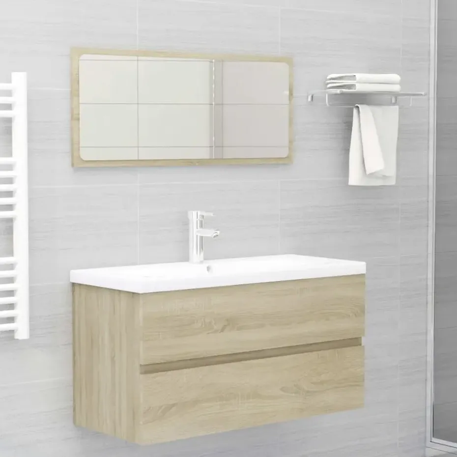 vidaXL - Wastafelkast - Bruin - Bewerkt hout - 90 x 38.5 x 45 cm