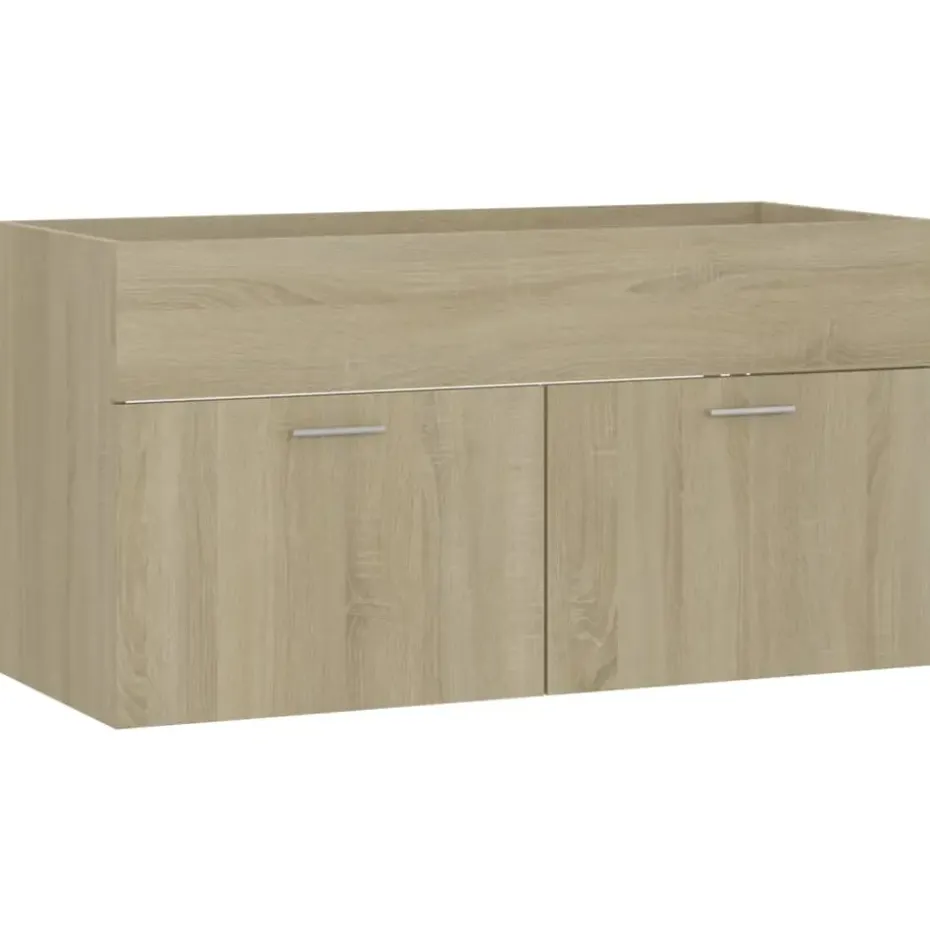 vidaXL - Wastafelkast - Bruin - Bewerkt hout - 90 x 38.5 x 46 cm