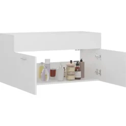 vidaXL - Wastafelkast - Wit - Bewerkt hout - 90 x 38.5 x 46 cm