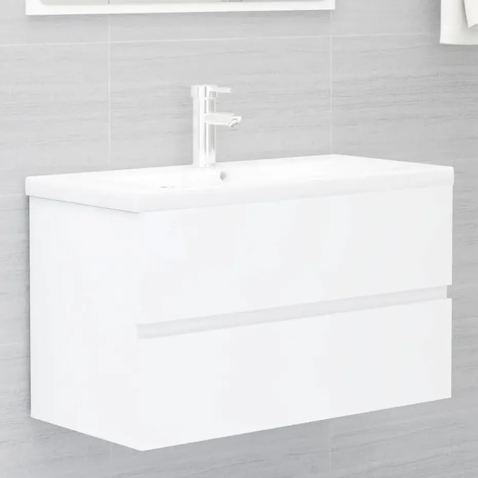 vidaXL - Wastafelkast - Wit - Bewerkt hout - 80 x 38.5 x 45 cm