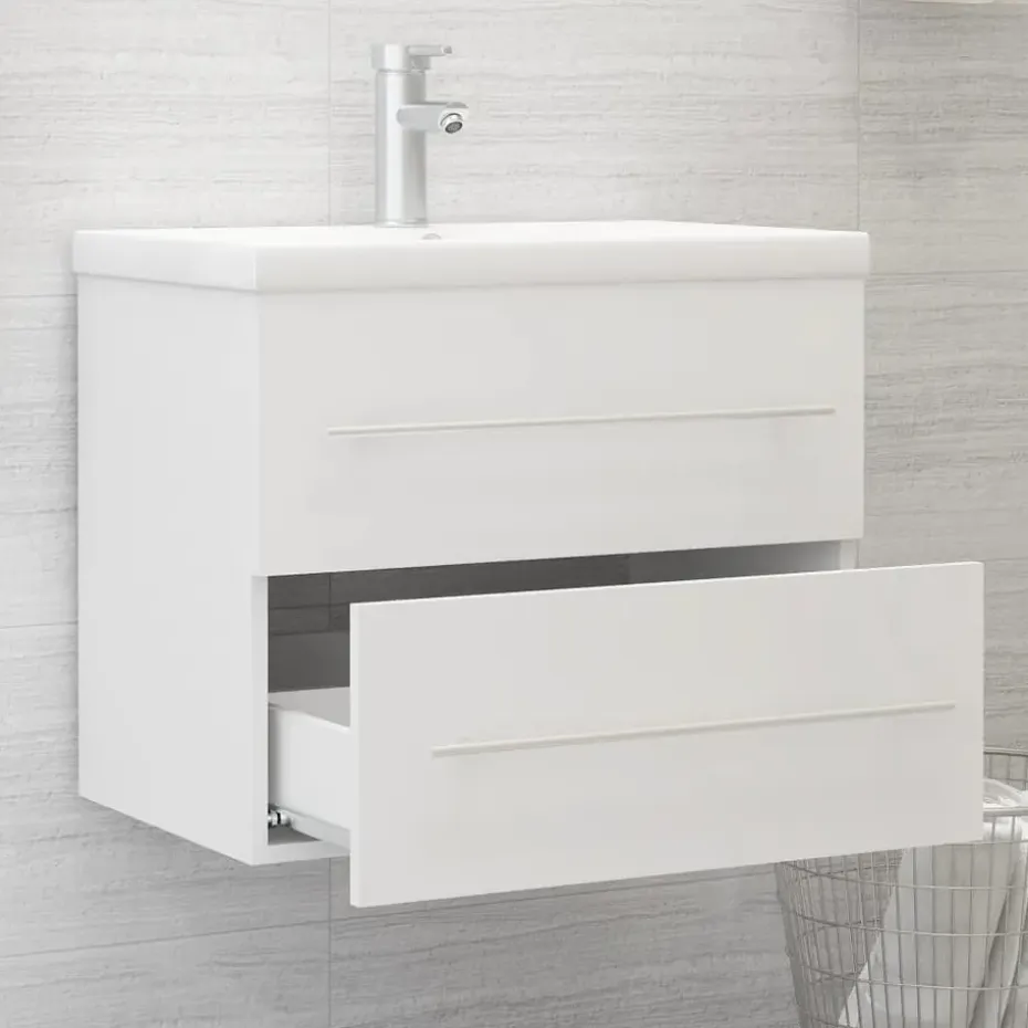 vidaXL - Wastafelkast - Wit - Bewerkt hout - 60 x 38.5 x 48 cm