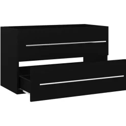 vidaXL - Wastafelkast - Zwart - Bewerkt hout - 80 x 38.5 x 48 cm