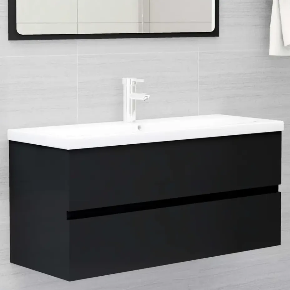 vidaXL - Wastafelkast - Zwart - Bewerkt hout - 100 x 38.5 x 45 cm