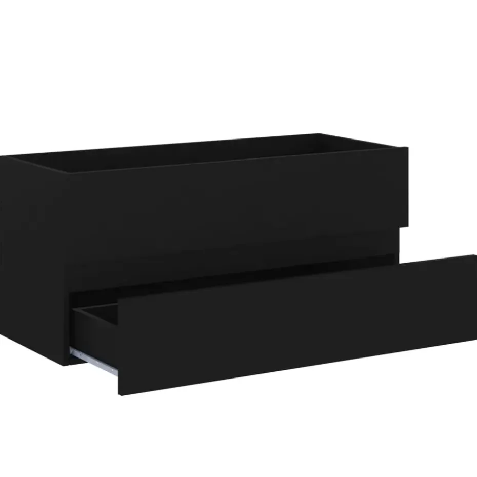 vidaXL - Wastafelkast - Zwart - Bewerkt hout - 100 x 38.5 x 45 cm