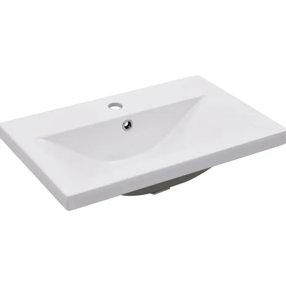 vidaXL - Wastafelkast En Wastafel - Zwart - Bewerkt hout - 60 x 38.5 x 46 cm