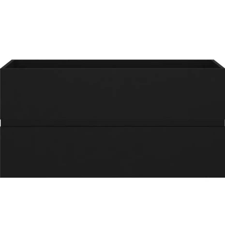 vidaXL - Wastafelkast En Wastafel - Zwart - Bewerkt hout - 90 x 38.5 x 45 cm