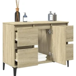 vidaXL - Wastafelonderkast met 1 deur 4 lades - Sonoma eiken - 80x33x60 cm