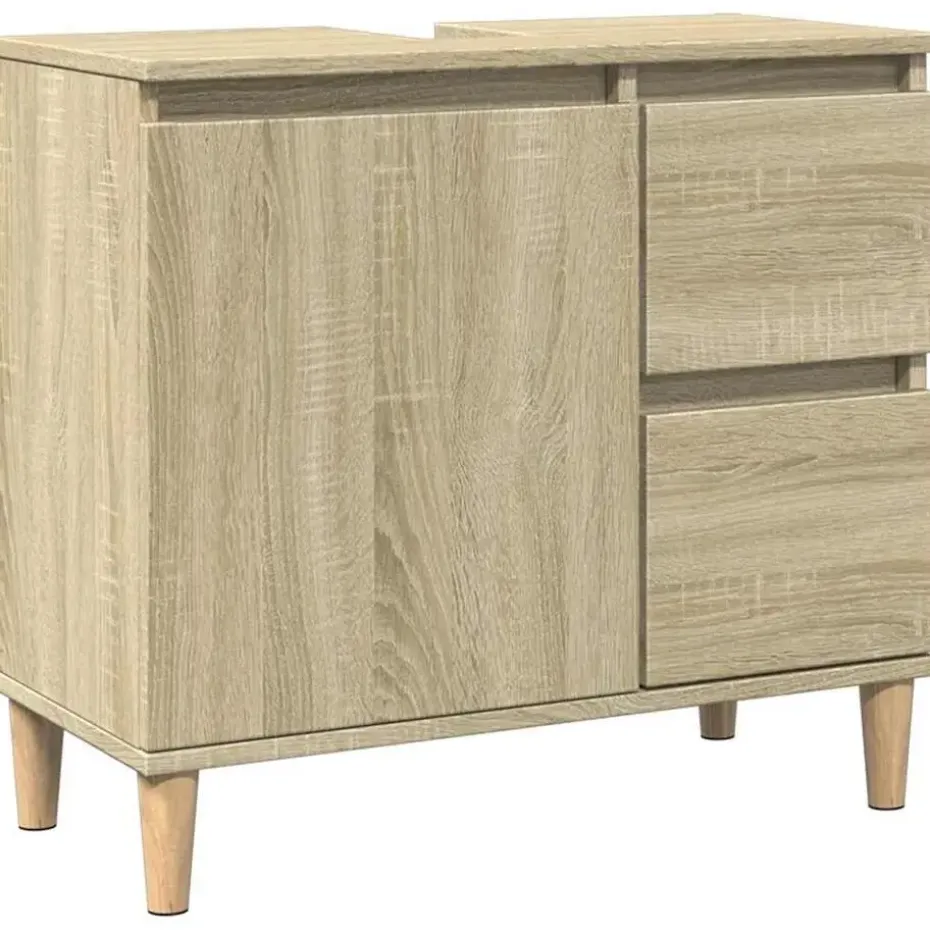 vidaXL - Wastafelonderkast met 1 deur 2 lades - Sonoma eiken - 65x33x60 cm