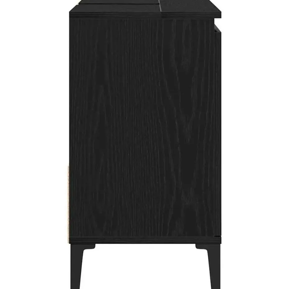 vidaXL - Wastafelonderkast met 1 deur 2 lades - Zwart eiken - Hout - 65x33x60 cm