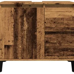 vidaXL - Wastafelonderkast - 1 deur 2 lades - Oud hout - Hout - 65x33x60 cm
