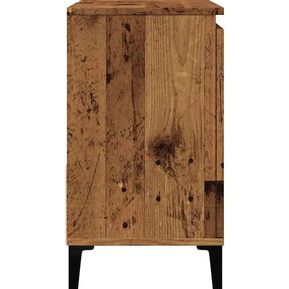 vidaXL - Wastafelonderkast - 1 deur 2 lades - Oud hout - Hout - 65x33x60 cm