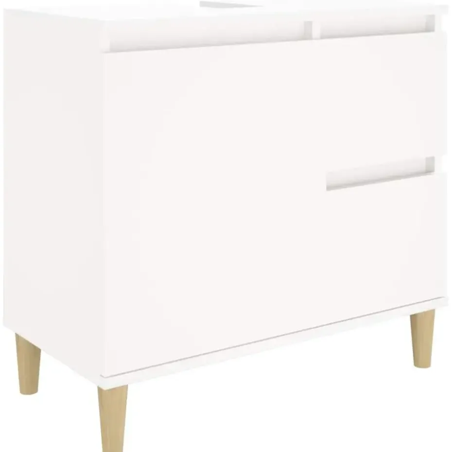 vidaXL - Wastafelonderkast met 1 deur 2 lades - Wit - Hout - 65x33x60 cm