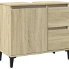 vidaXL - Wastafelonderkast - 1 deur 2 lades - Sonoma eiken - Hout - 65x33x60 cm