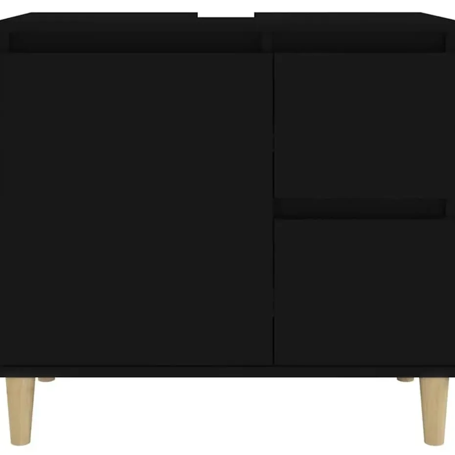 vidaXL - Wastafelonderkast met 1 deur 2 lades - Zwart - Hout - 65x33x60 cm