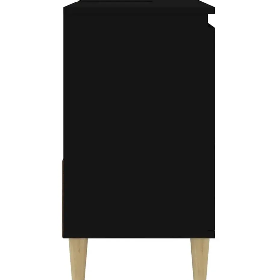 vidaXL - Wastafelonderkast met 1 deur 2 lades - Zwart - Hout - 65x33x60 cm