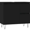 vidaXL - Wastafelonderkast met 2 lades - Zwart - Hout en ijzer - 65x33x60 cm