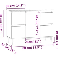 vidaXL - Wit Wastafelonderkast - 1 deur 4 lades - Bewerkt hout - 80x33x60 cm