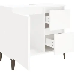 vidaXL - Wit Wastafelonderkast - 1 deur 2 lades - Hout en metaal - 65x33x60 cm