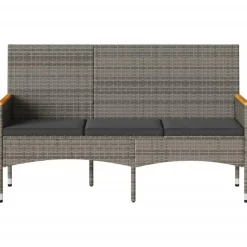 vidaXL - 3-zits Tuinbank met kussens - Grijs poly rattan - 140x54x85 cm