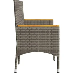 vidaXL - 3-zits Tuinbank met kussens - Grijs poly rattan - 140x54x85 cm