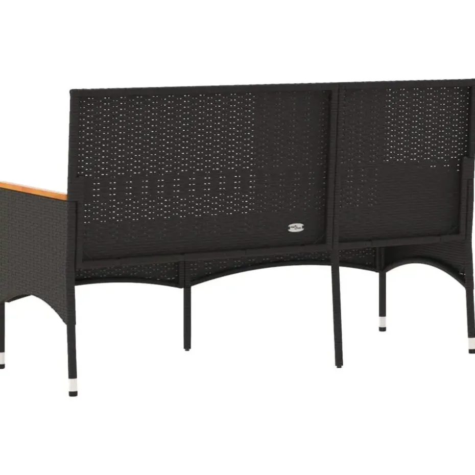 vidaXL - 3-zits Tuinbank met kussens - Zwart poly rattan - 140x54x85 cm