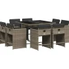 vidaXL - 8-zits Tuinset donkergrijs kussens - Grijs - PE rattan - 110x106 cm
