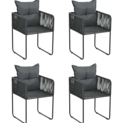 vidaXL - 4-zits Tuinset met kussens - Zwart PE rattan en staal - 160x80 cm