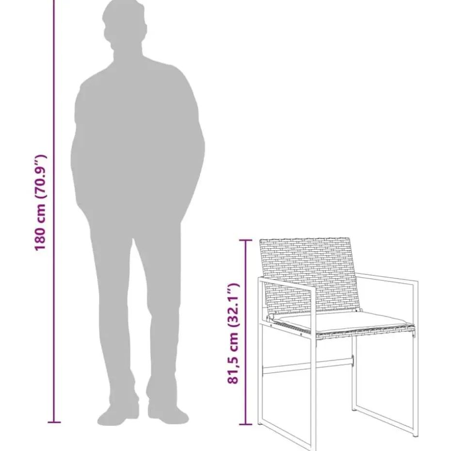 vidaXL - 4-zits Tuinset wit kussens - Inklapbaar - Zwart PE rattan - 110x107 cm