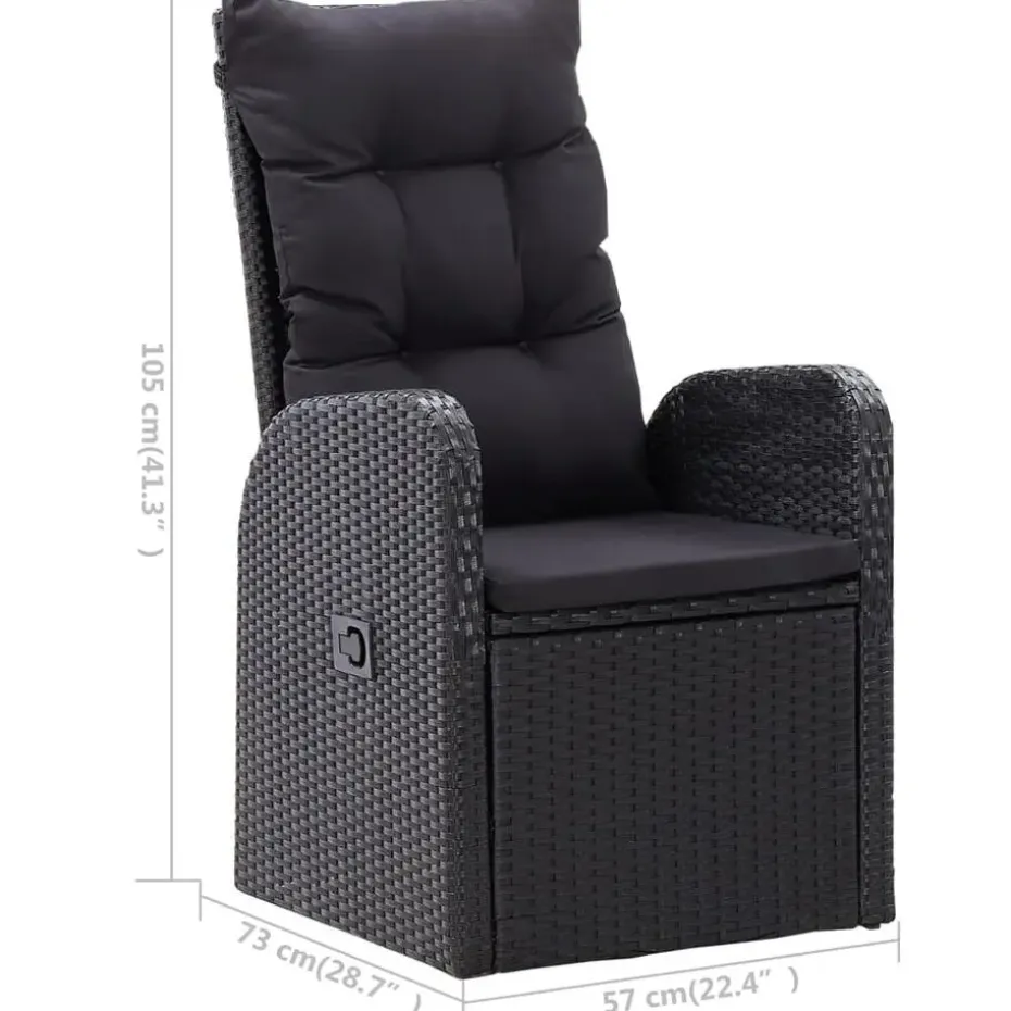 vidaXL - Zitstoel - Zwart - Poly rattan - 2 stuks