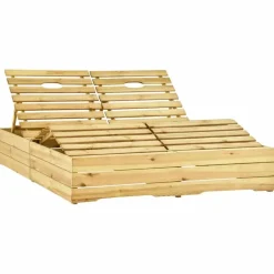 vidaXL - Zonnestoel - Beige - Grenenhout
