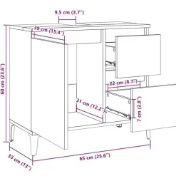vidaXL - Zwart Wastafelonderkast - 1 deur 2 lades - Hout en metaal - 65x33x60 cm