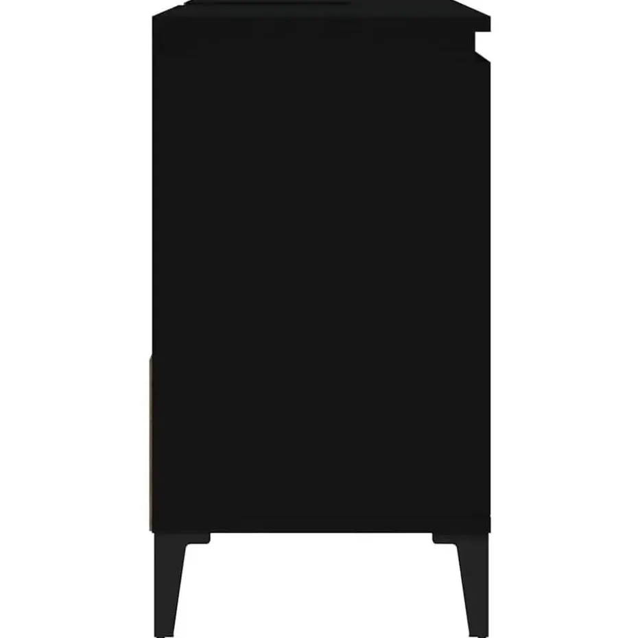 vidaXL - Zwart Wastafelonderkast - 1 deur 2 lades - Hout en metaal - 65x33x60 cm