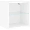 vidaXL - Zwevend LED TV-meubel glas legplank - Wit - 40x28.5x40 cm