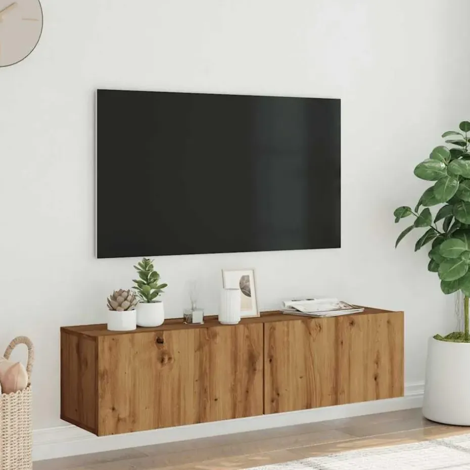 vidaXL - Zwevend TV-meubel met 2 deuren - Artisan eiken - Hout - 120x30x30 cm