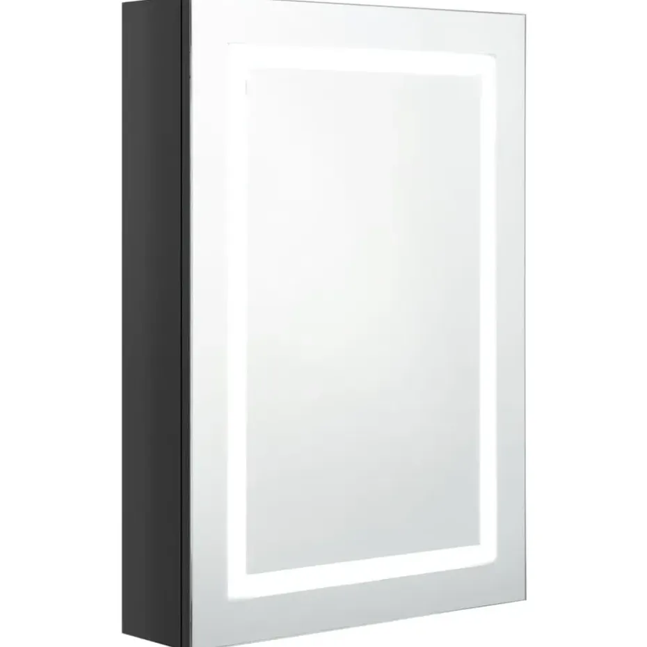 vidaXL Badkamerkast met spiegel LED 50x13x70 cm glanzend zwart