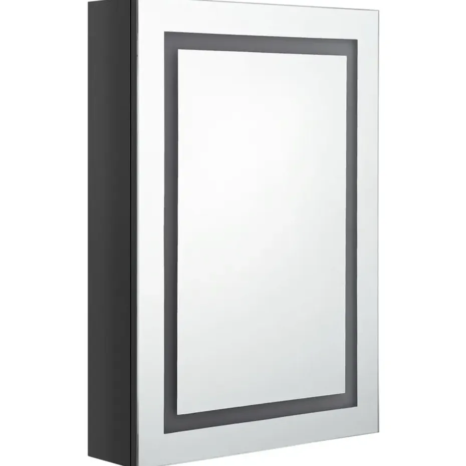 vidaXL Badkamerkast met spiegel LED 50x13x70 cm glanzend zwart