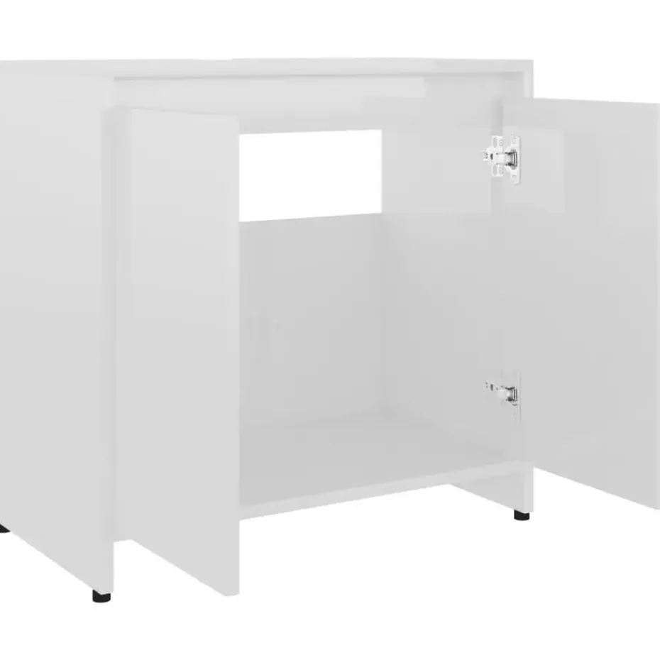 VIDAXL Badkamerkast 60x33x61 cm spaanplaat hoogglans wit