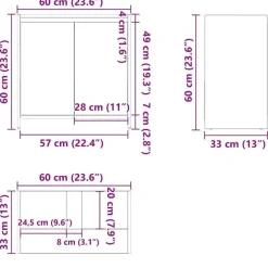 VIDAXL Badkamerkast 60x33x61 cm spaanplaat hoogglans wit