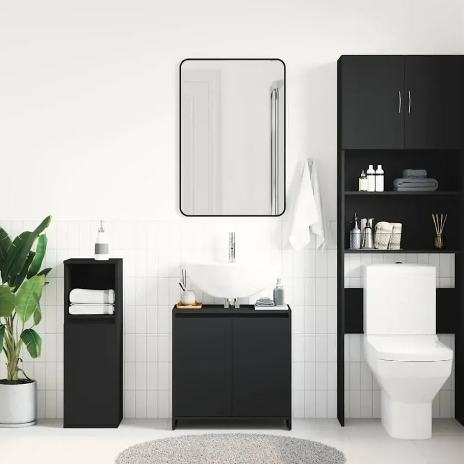 VIDAXL Badkamerkast 60x33x61 cm spaanplaat zwart