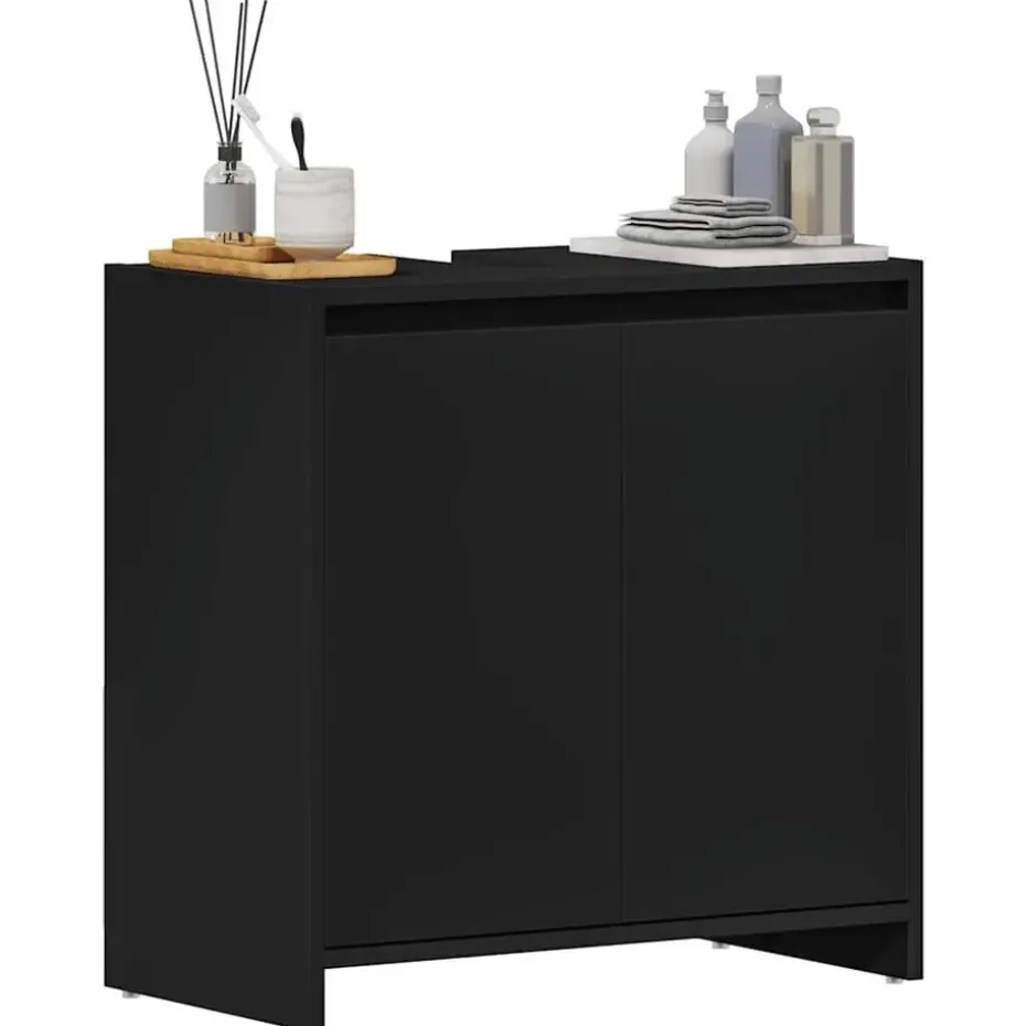 VIDAXL Badkamerkast 60x33x61 cm spaanplaat zwart
