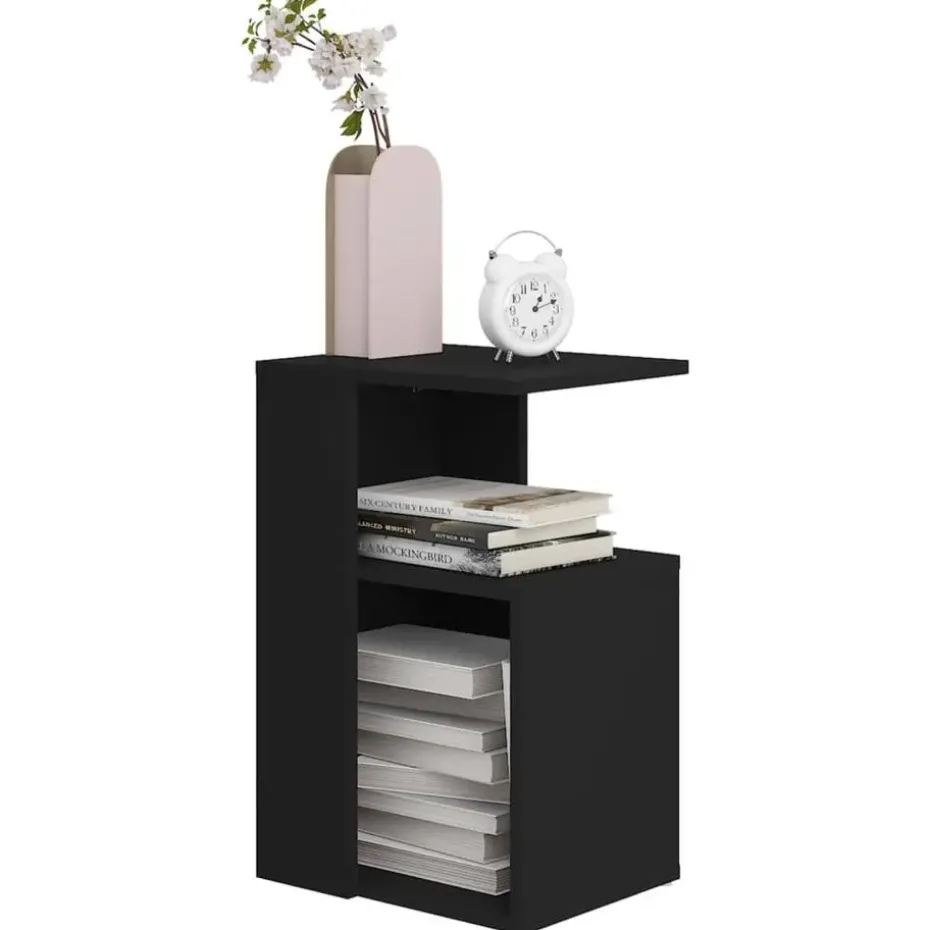 vidaXL Bijzettafel - Modern - Zwart - Bewerkt hout - 36x30x56 cm