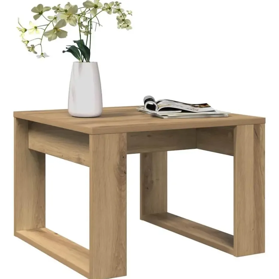 vidaXL Bijzettafel - Salontafel - U-porten - Artisanaal eiken - 50x50x35 cm